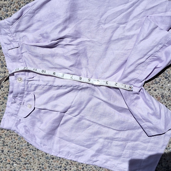 90's Lauren Ralph Lauren High Rise Pleated 7" Linen Shorts Size 6 Lilac Lavendar - Picture 8 of 9